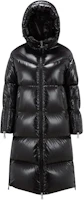(Women) Moncler Huppelong Glossy Logo Print Hooded Long Down Jacket Women Black I20931C000365963V99C (Women) Moncler Huppelong Glossy Logo Print Hooded Long Down Jacket Women Black I20931C000365963V99C