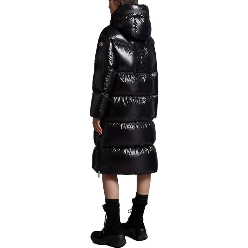 Shop (W) モンクレール フーデッド ダウンジャケット レディース ブラック ロゴプリント I20931C000365963V99C