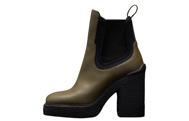 (W) Moncler Isla Leather Chelsea Boot 'Khaki'