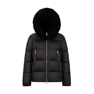 (Women) Moncler Laichefur Short Puffer Jacket with Fur Collar - Black. J20931A0017454AQE999