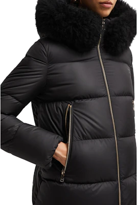 (Women) Moncler Laichefur Short Puffer Jacket with Fur Collar - Black. J20931A0017454AQE999 Details for (Women) Moncler Laichefur Short Puffer Jacket with Fur Collar - Black. J20931A0017454AQE999