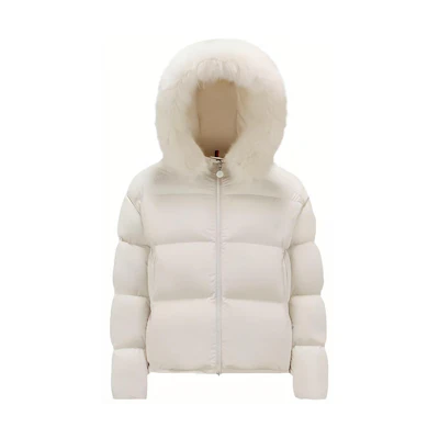 (Women) Moncler Laichefur White Full-Zip Hooded Puffer Jacket. I20931A0013854A81034
