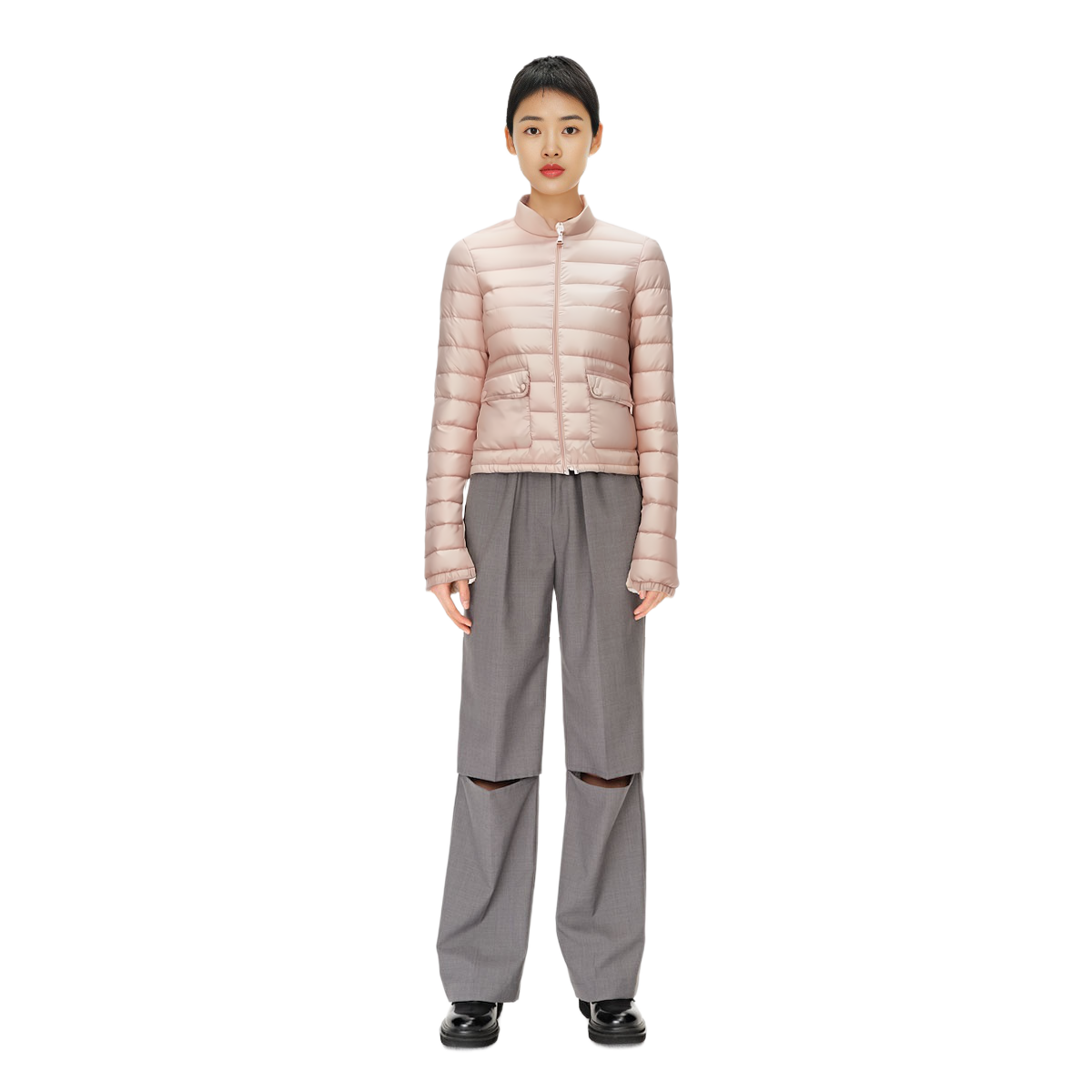 (Women) Moncler LANS  Pink Short Jacket with Stand Collar and Long Sleeves. I20931A1010053048529 圖 6