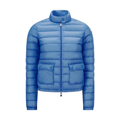 (Women) Moncler Lans Short Puffer Jacket Blue Solid Color with Logo Patch I10931A101005304871D