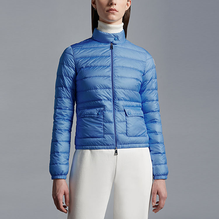 (Women) Moncler Lans  Short Puffer Jacket Blue Solid Color with Logo Patch I10931A101005304871D 圖 4