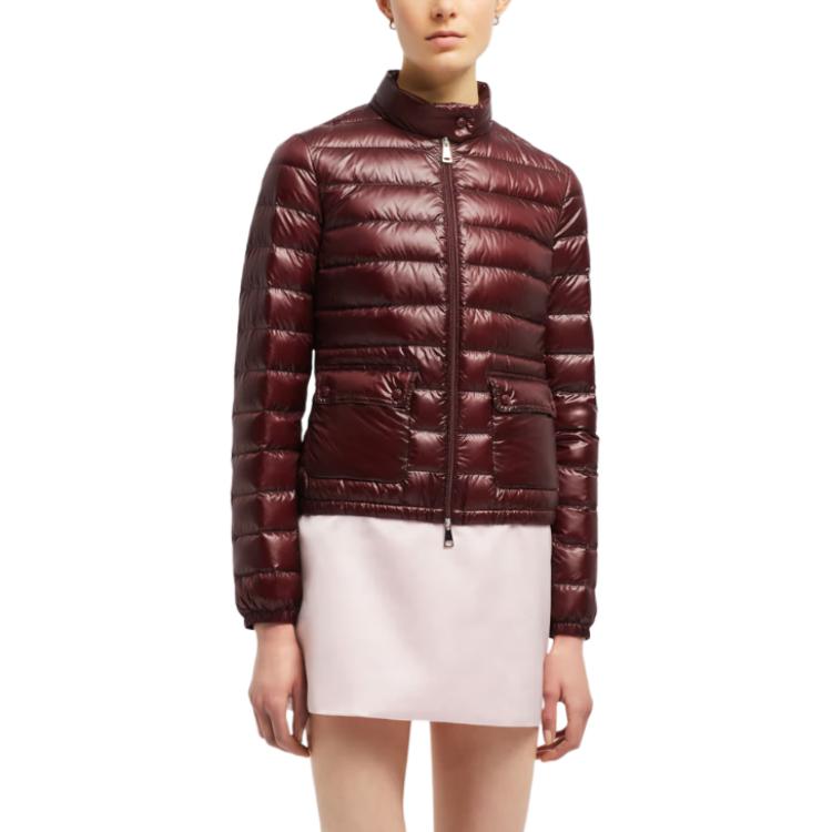 (Women) Moncler Lans FW24  Burgundy Logo Slim Fit Down Jacket with Zip Mock Neck. J20931A1010053048458 圖 4