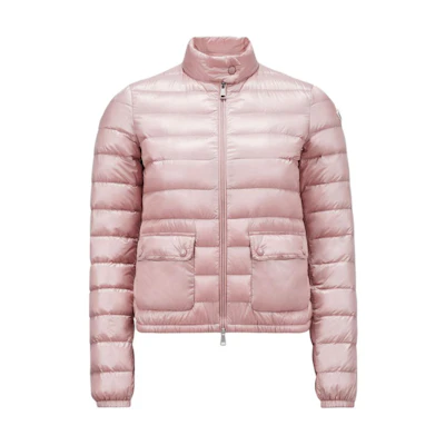(Women) Moncler Lans FW24 Slim Fit Zip-Up Short Puffer Jacket Light Pink. J20931A101005304851B