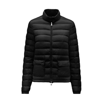 (Women) Moncler Lans SS23 Black Puffer Jacket with Logo and Stand Collar. I10931A1010053048999