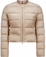 Order (W) Moncler Laurine FW24 女款米色圓領緞面短版羽絨外套拉鍊Logo J20931A00101595FE205