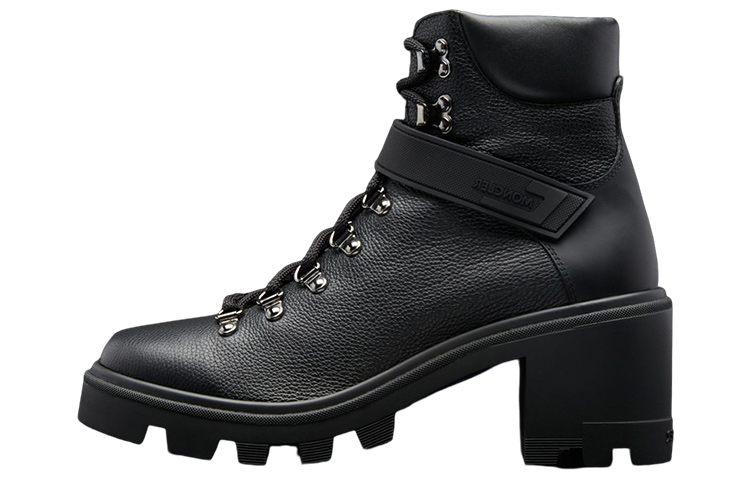 (Women) Moncler Leather Lace-Up Ankle Boots 'Black' H209B4F0013002SEA99A
