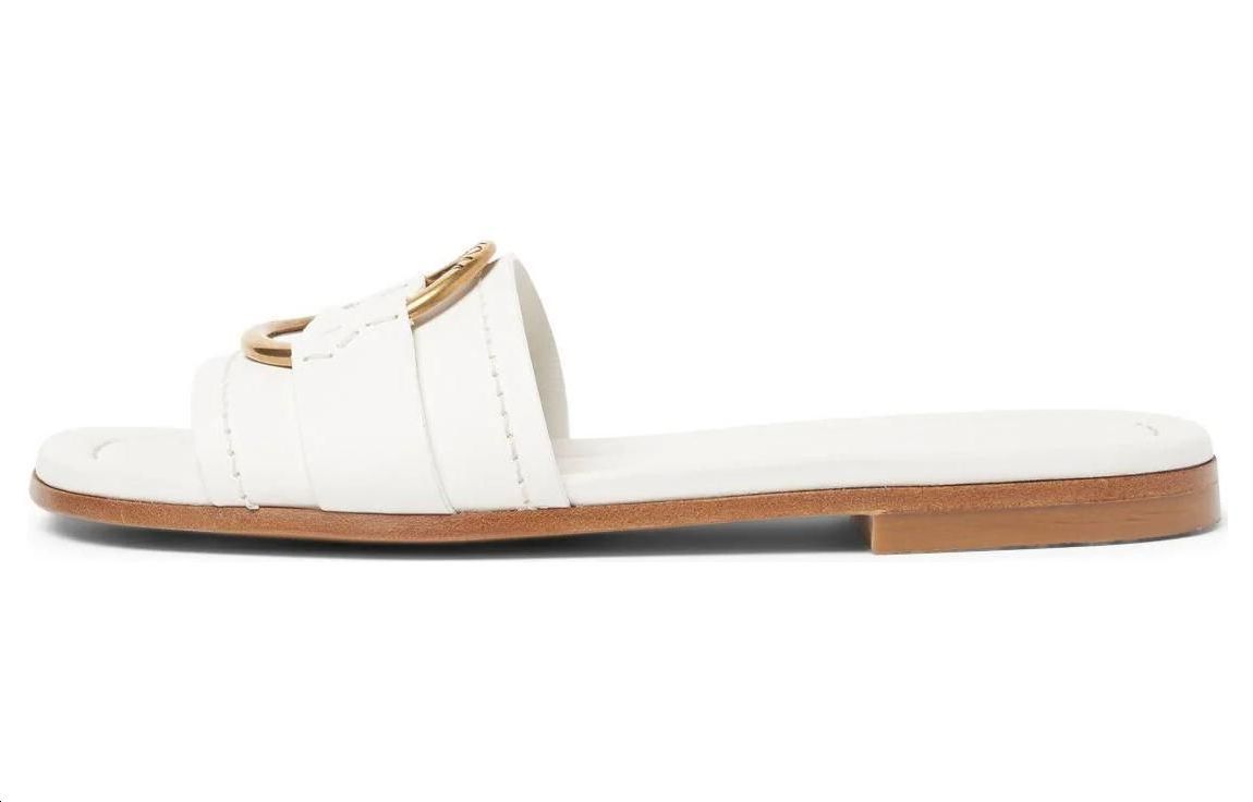 (Women) Moncler Leather Open-Toe Slide Sandals 'White' J109B4C00160M4097032