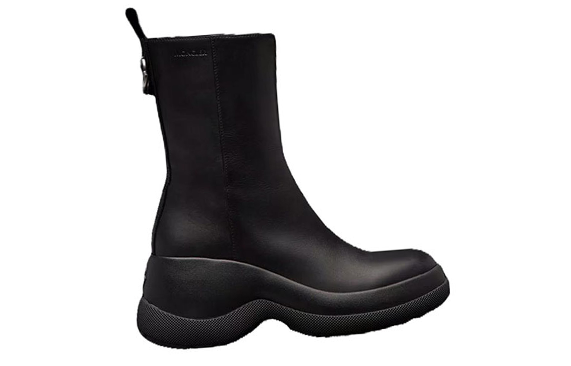 Order 蒙克莱 皮革 厚底拉鍊圓頭 短靴 女款 黑色