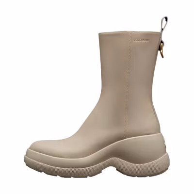 (W) Moncler Leather Round-Toe Flat Short Boot 'Beige'