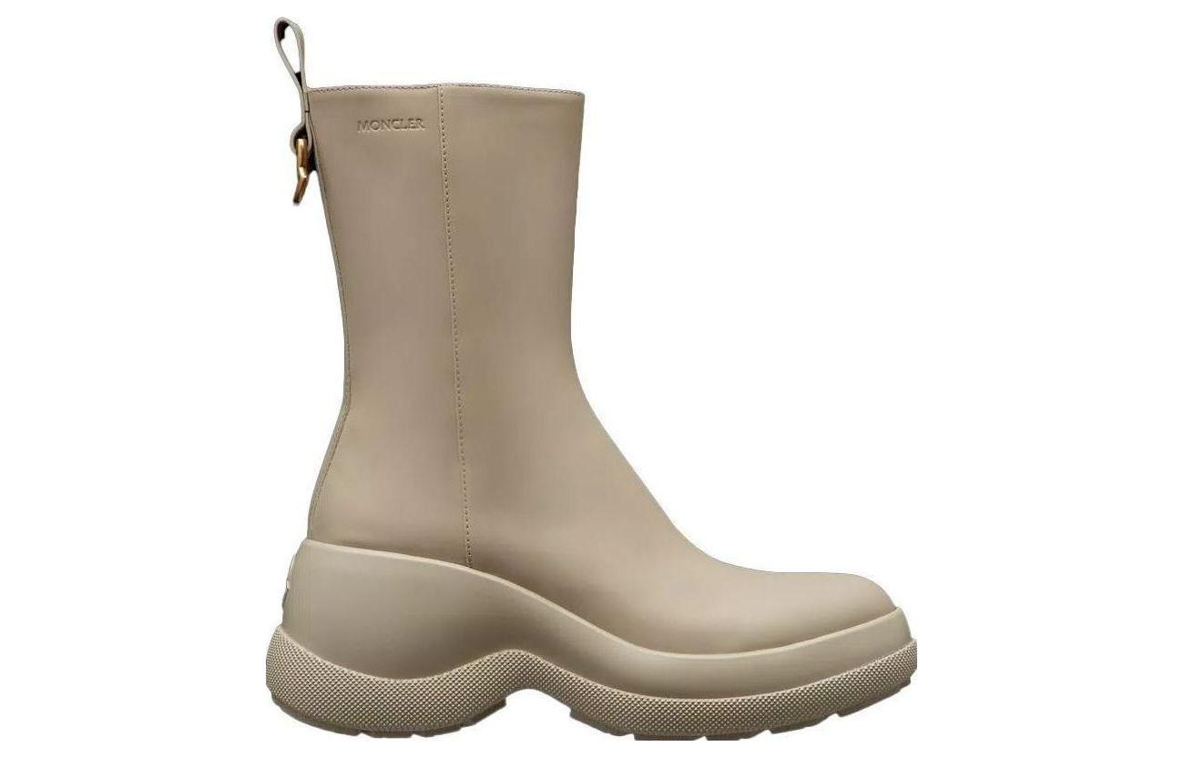 (W) Moncler Leather Round-Toe Flat Short Boot 'Beige' 圖 2