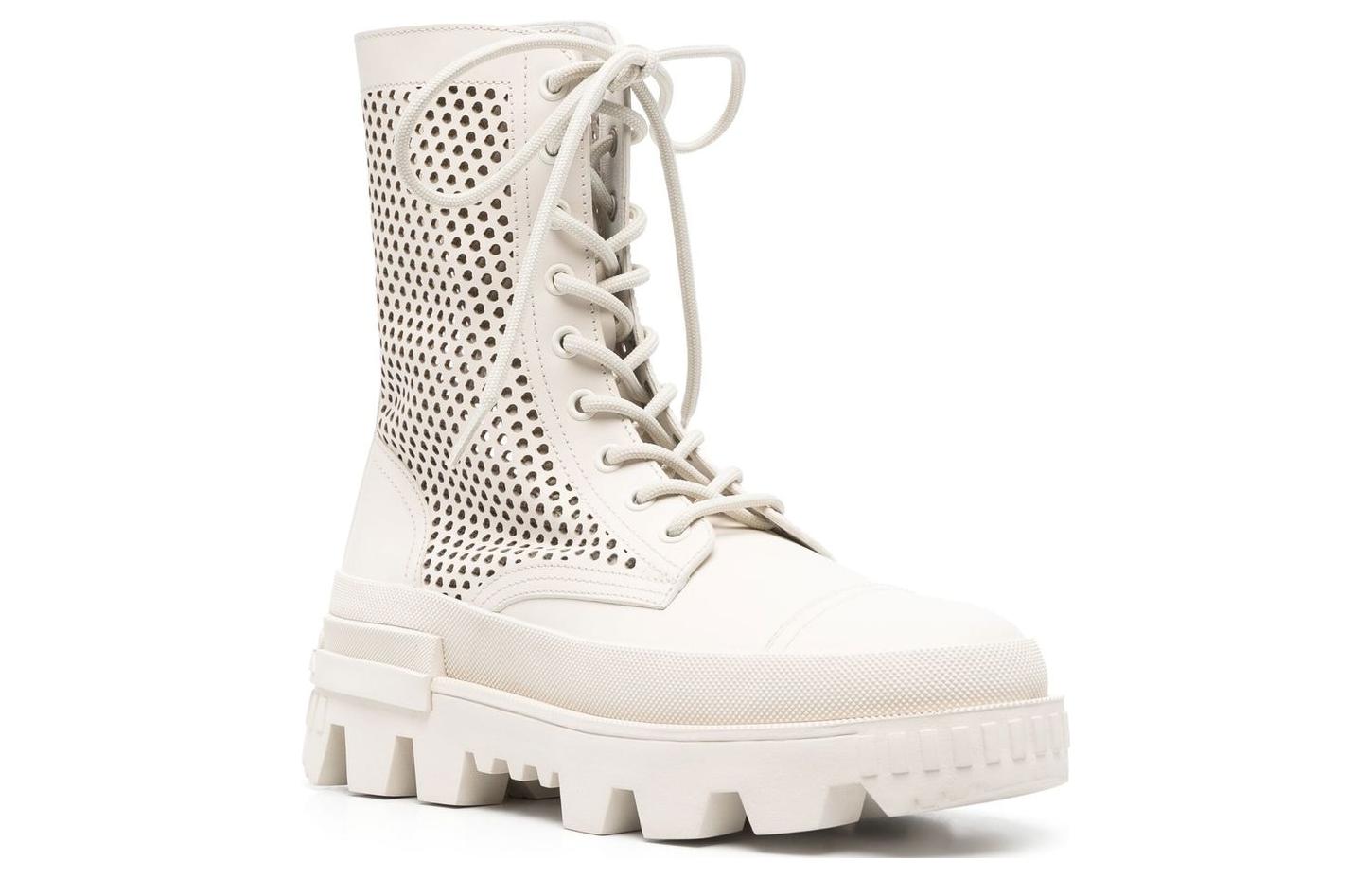 (W) Moncler Leather Round-Toe Lace-Up Boots 'Beige' 圖 2