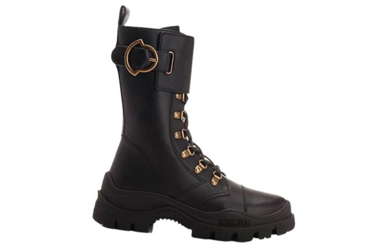 (W) Moncler Leather Round-Toe Lace-Up Boots 'Black' 圖 3