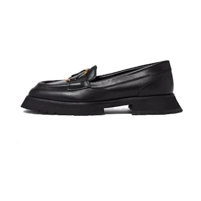 (W) Moncler Leather Round-Toe Loafer 'Black CMFT'