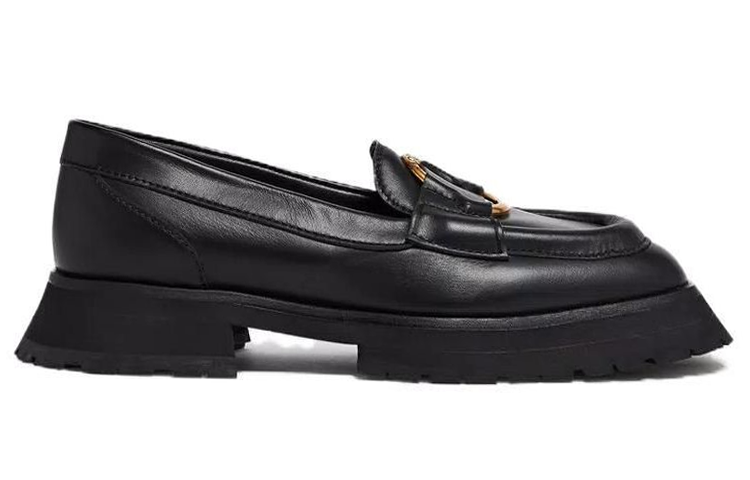 (W) Moncler Leather Round-Toe Loafer 'Black CMFT' 圖 2