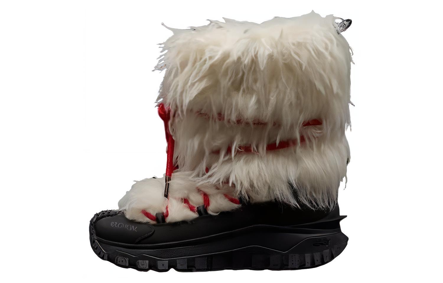 (Women) Moncler Leather Round Toe Lace-Up Short Mid-Calf Snow Boots 'Black' I20984H00010M3489P09