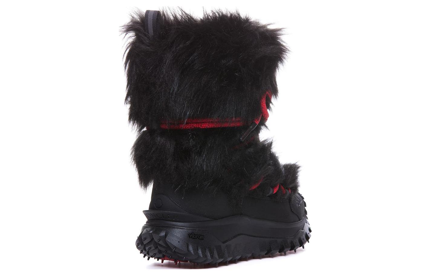 Shop (W) 蒙口黑色圆头系带皮革短中筒雪地靴 I20984H00010M3489999