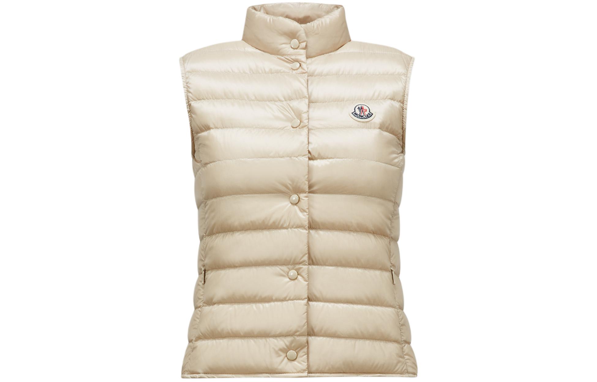 (Women) Moncler LIANE  Gold Sleeveless Down Vest with Snap Buttons and Pockets. J10931A1020053048200