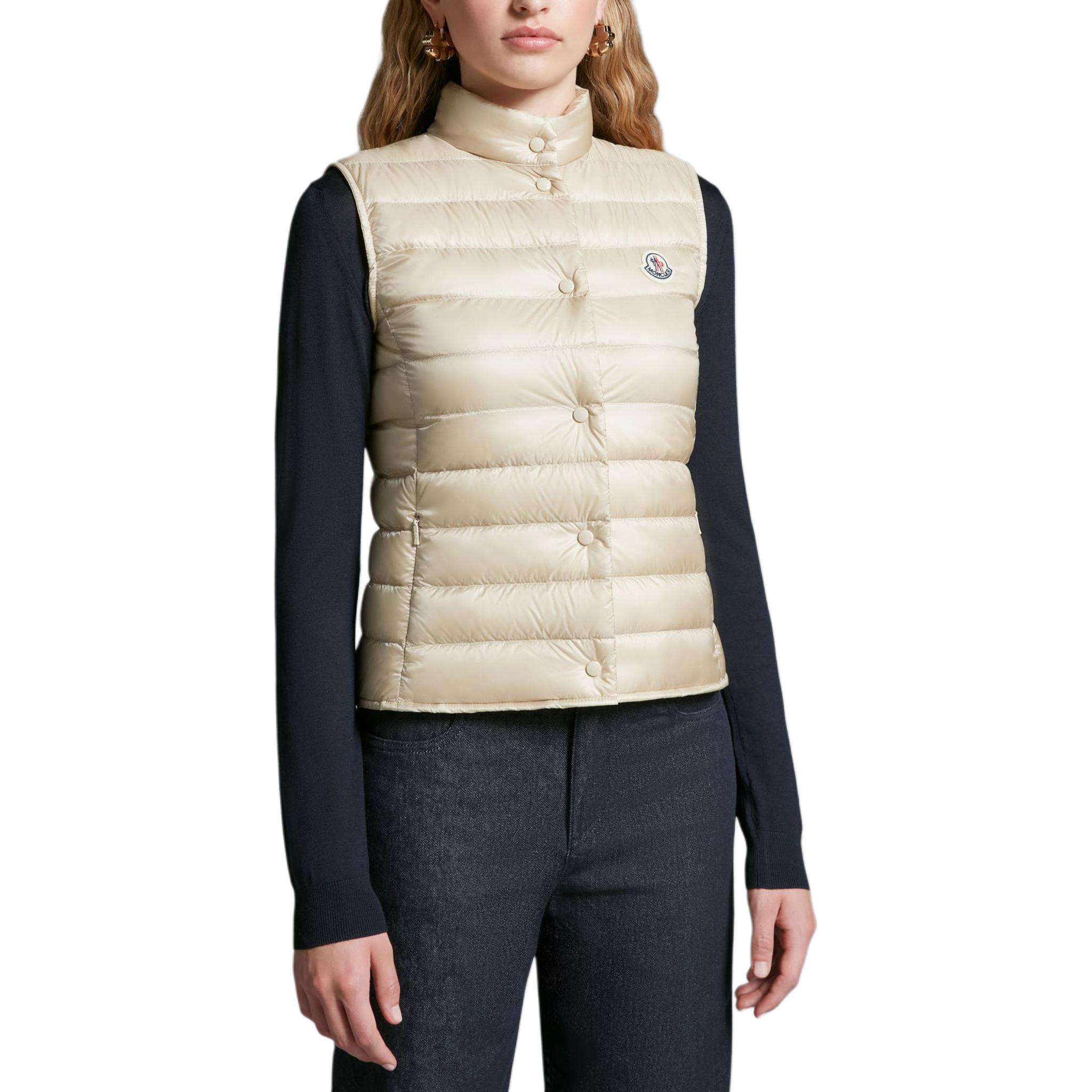 Lookbook (W) 몽클레르 리안 골드 스냅 단추 포켓 패딩 조끼 J10931A1020053048200