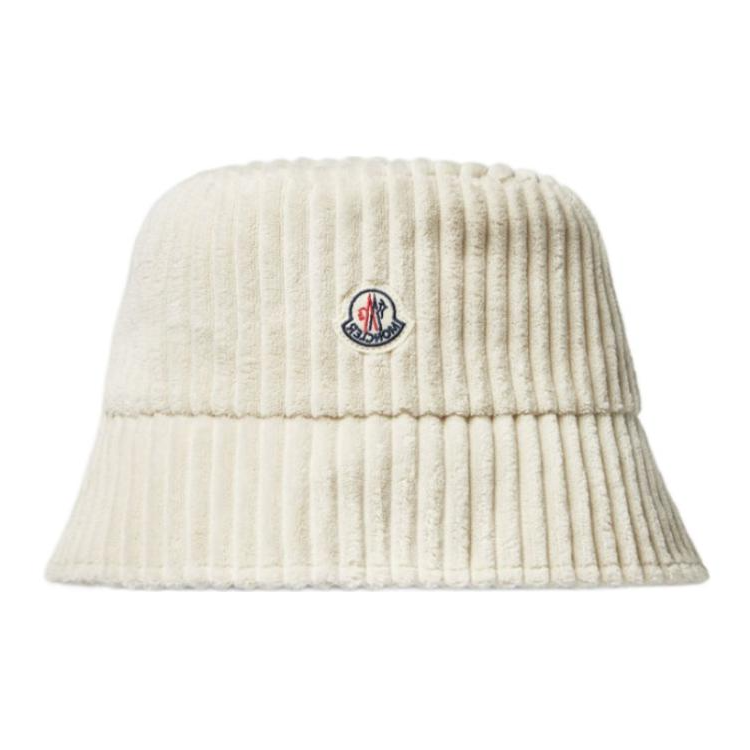 Order (W) 몽클레어 로고 화이트 폴리에스터 버킷햇. J20933B0006589AOK