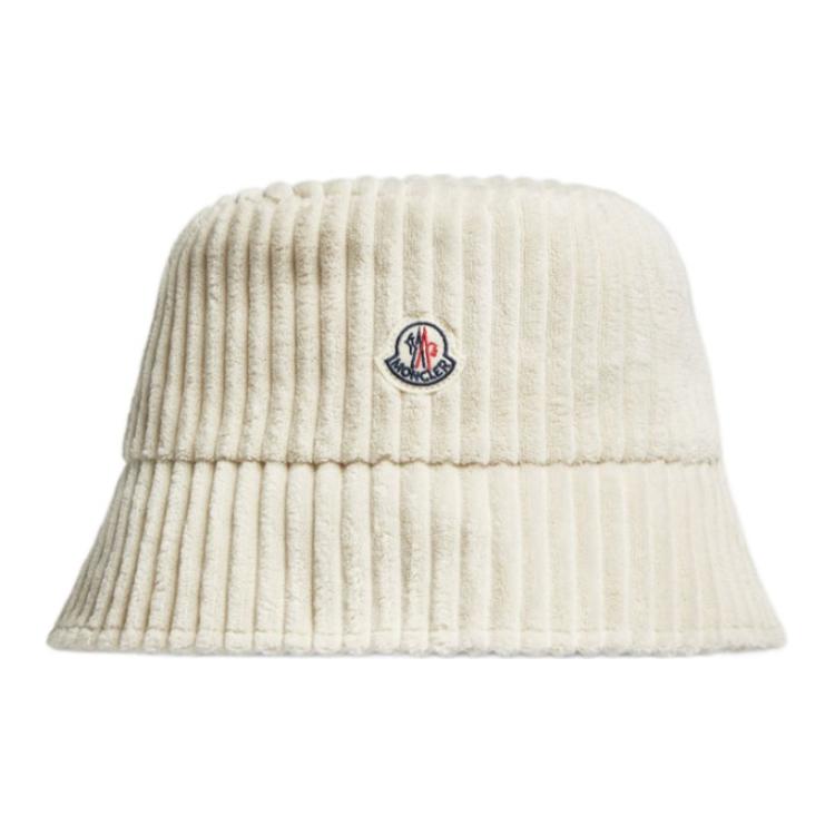 Lookbook (W) 몽클레어 로고 화이트 폴리에스터 버킷햇. J20933B0006589AOK