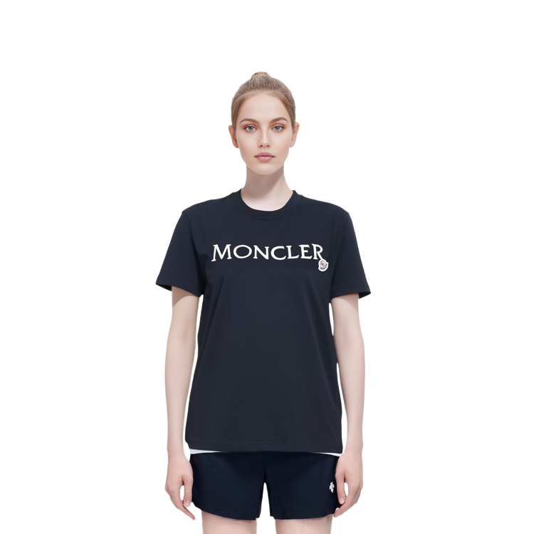 (Women) Moncler Logo Embroidered Crewneck Short Sleeve Regular T-Shirt SS23 Women Black I10938C00009829HP999 圖 3