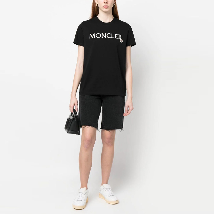 (Women) Moncler Logo Embroidered Crewneck Short Sleeve Regular T-Shirt SS23 Women Black I10938C00009829HP999 圖 4