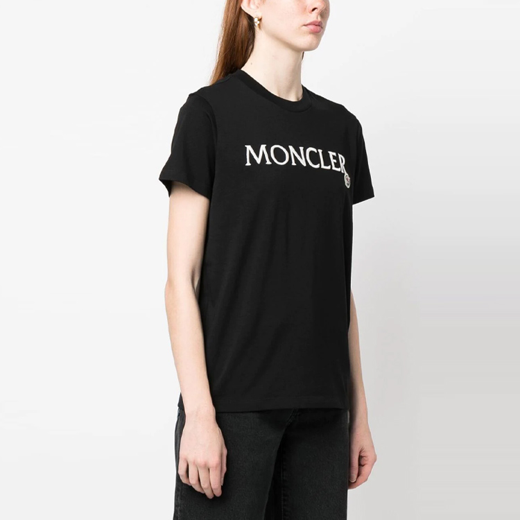 (Women) Moncler Logo Embroidered Crewneck Short Sleeve Regular T-Shirt SS23 Women Black I10938C00009829HP999 圖 6