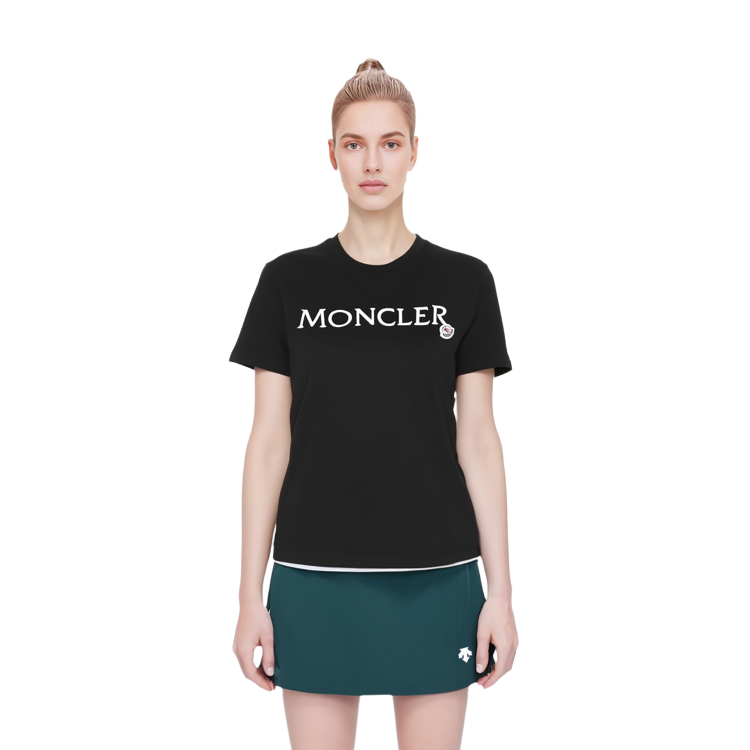 (Women) Moncler Logo Embroidered Crewneck Short Sleeve Regular T-Shirt SS23 Women Black I10938C00009829HP999 圖 7