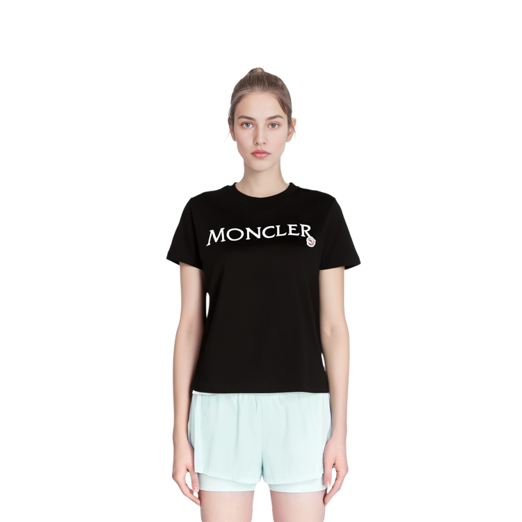 (Women) Moncler Logo Embroidered Crewneck Short Sleeve Regular T-Shirt SS23 Women Black I10938C00009829HP999 圖 8