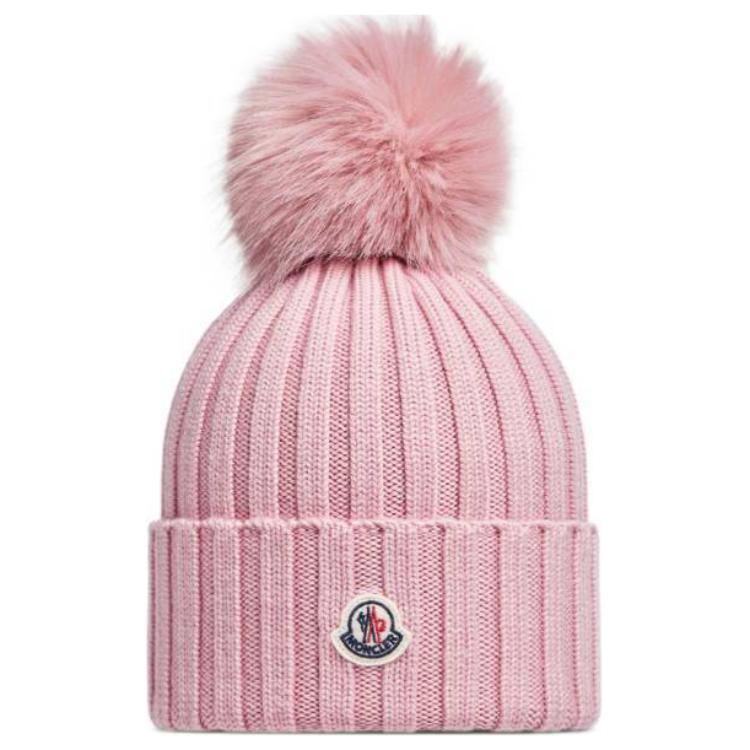 (Women) Moncler Logo Merino Wool Knit Beanie  Light Pink. J20933B00027M1131518