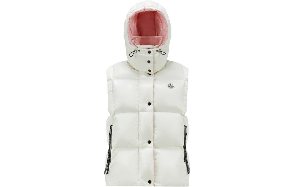 (Women) Moncler Luzule  White Short Down Vest with Logo I20931A0010268950034
