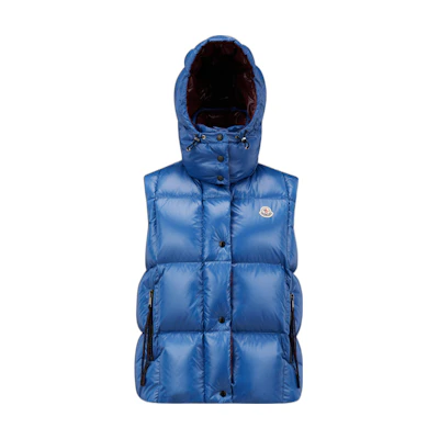 (Women) Moncler Luzule FW22 Detachable Hood Down Vest Short Cobalt Blue H20931A0006468950746