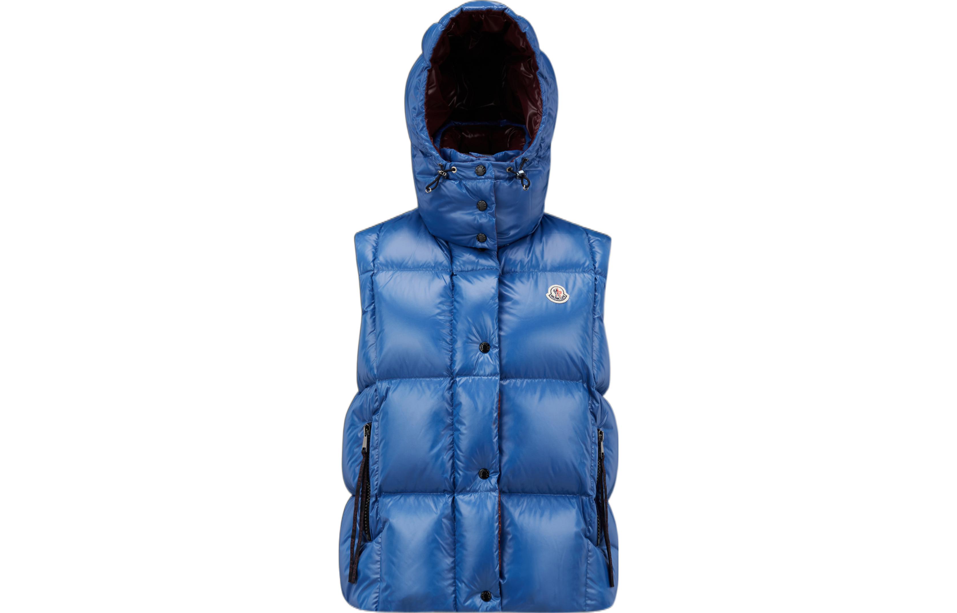 Order (W) Moncler Luzule FW22 Chaleco Corto Azul Cobalto con Capucha Desmontable. H20931A0006468950746