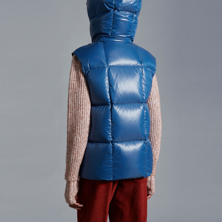 Shop (W) Moncler Luzule FW22 Chaleco Corto Azul Cobalto con Capucha Desmontable. H20931A0006468950746