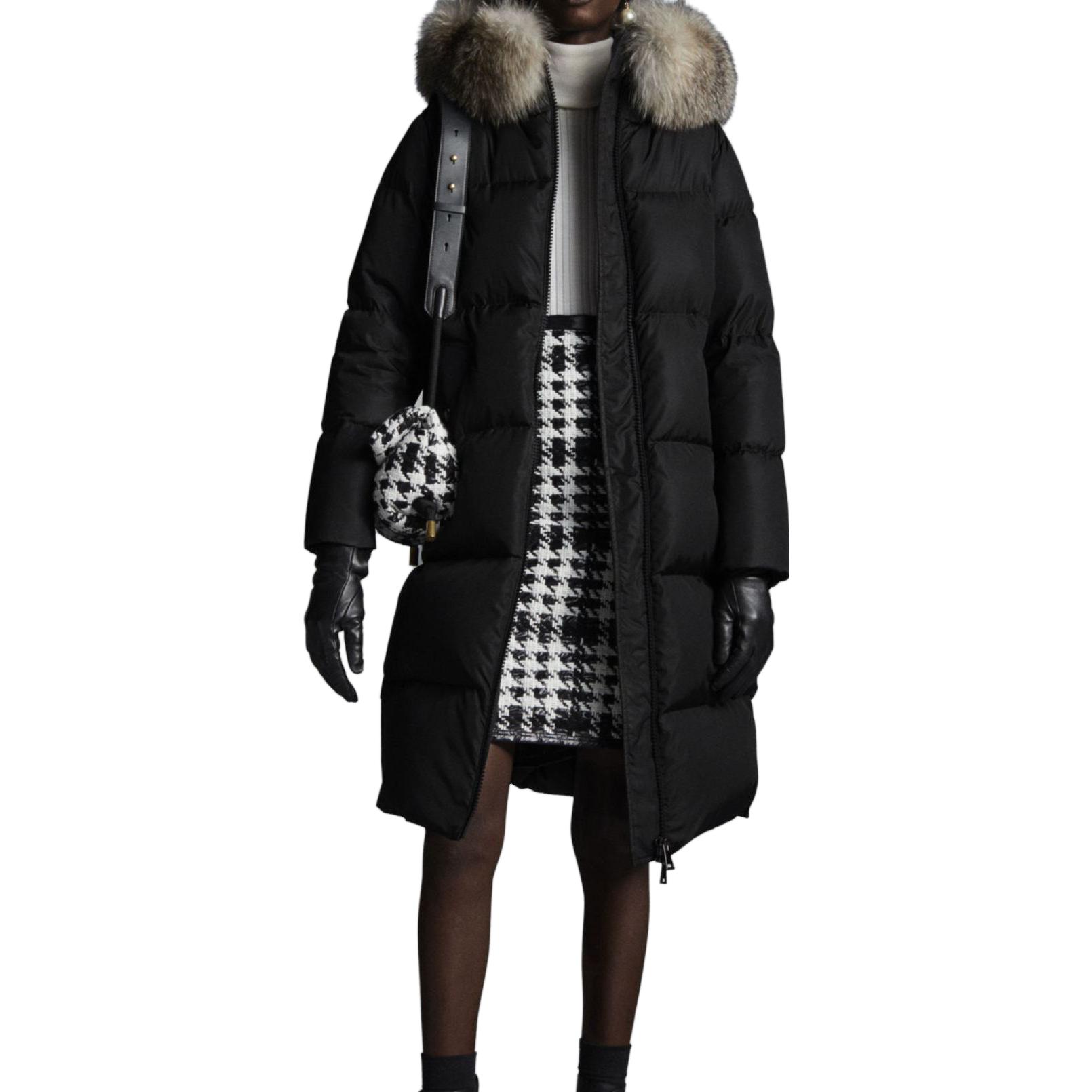 Details for (W) 몽클레르 마리오니에 롱 다운 재킷 블랙 후드 솔리드 컬러. I20931C0003354155999