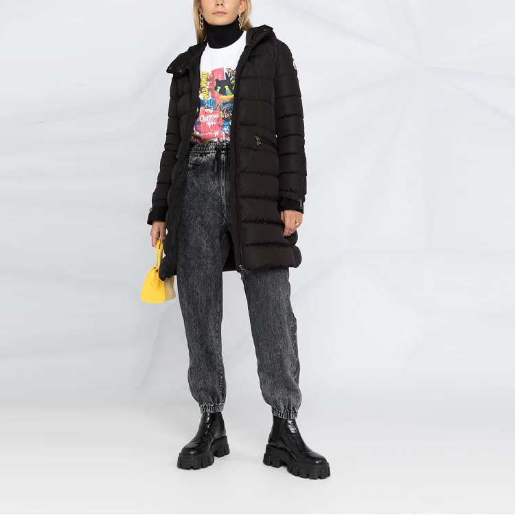 Lookbook (W) Moncler連帽中長版羽絨外套冬季黑色 F20931C56300C0063