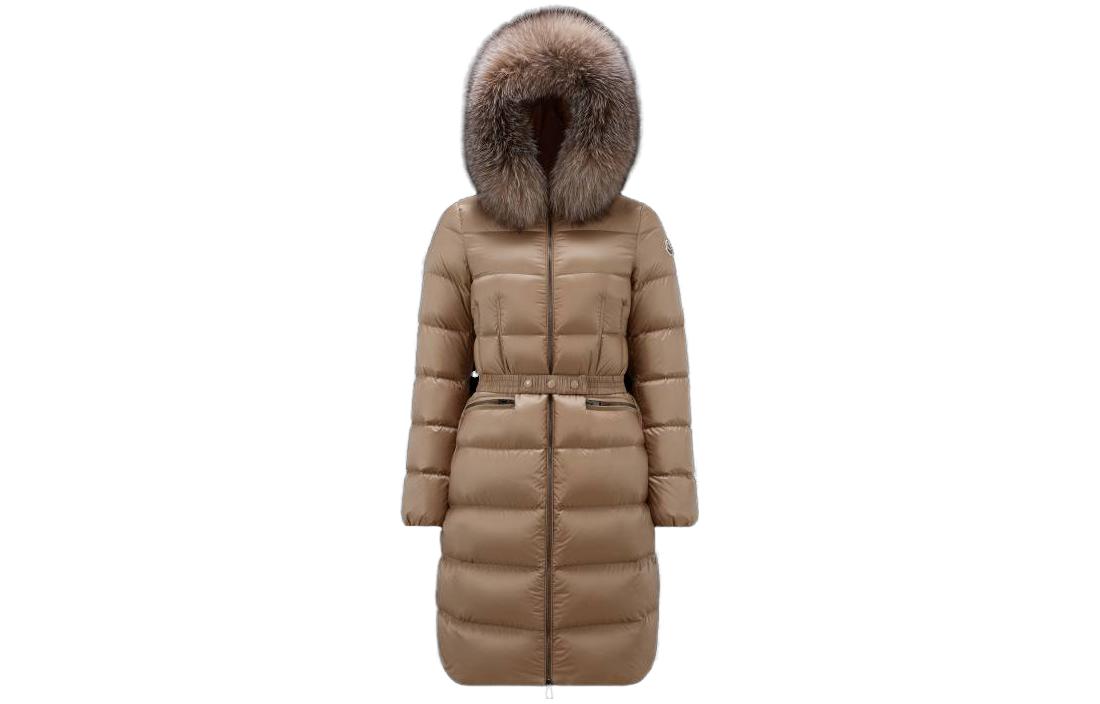 (Women) Moncler Mid-Length Slim Fit Hooded Jacket Light Brown I20931C000345396Q239