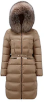 (Women) Moncler Mid-Length Slim Fit Hooded Jacket Light Brown I20931C000345396Q239 (Women) Moncler Mid-Length Slim Fit Hooded Jacket Light Brown I20931C000345396Q239