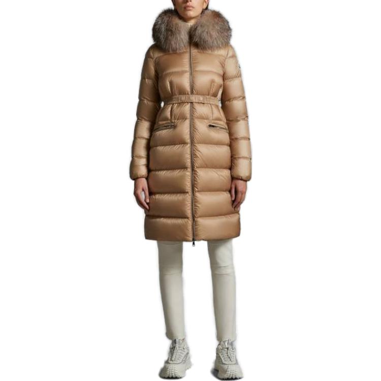 Lookbook (W) Moncler 中長版修身連帽外套 淺棕色 I20931C000345396Q239
