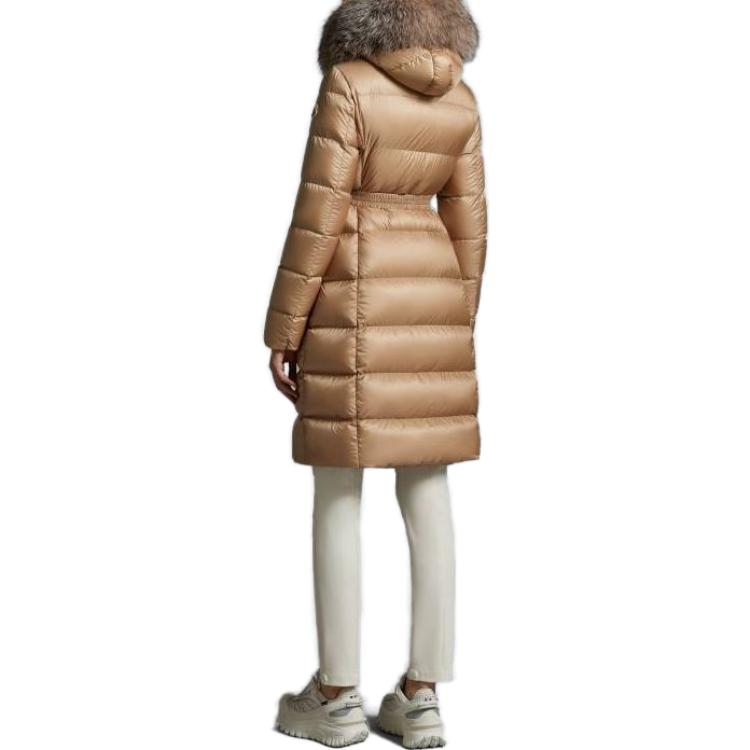 Shop (W) Moncler 中長版修身連帽外套 淺棕色 I20931C000345396Q239