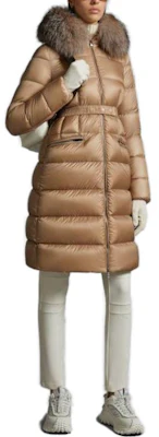 (W) Moncler 中長版修身連帽外套 淺棕色 I20931C000345396Q239 Purchase (W) Moncler 中長版修身連帽外套 淺棕色 I20931C000345396Q239