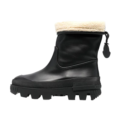 (W) Moncler Moscova Faux Fur-Trimmed Leather Ankle Boot 'Black'