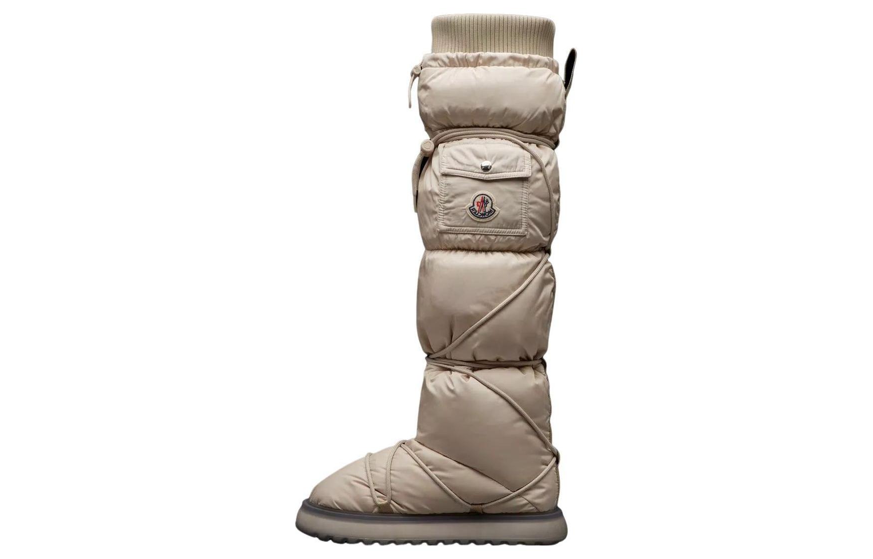 (Women) Moncler Nylon Round Toe Lace-Up High-Top Snow Boots 'Light Brown' I209B4H00040M3721268