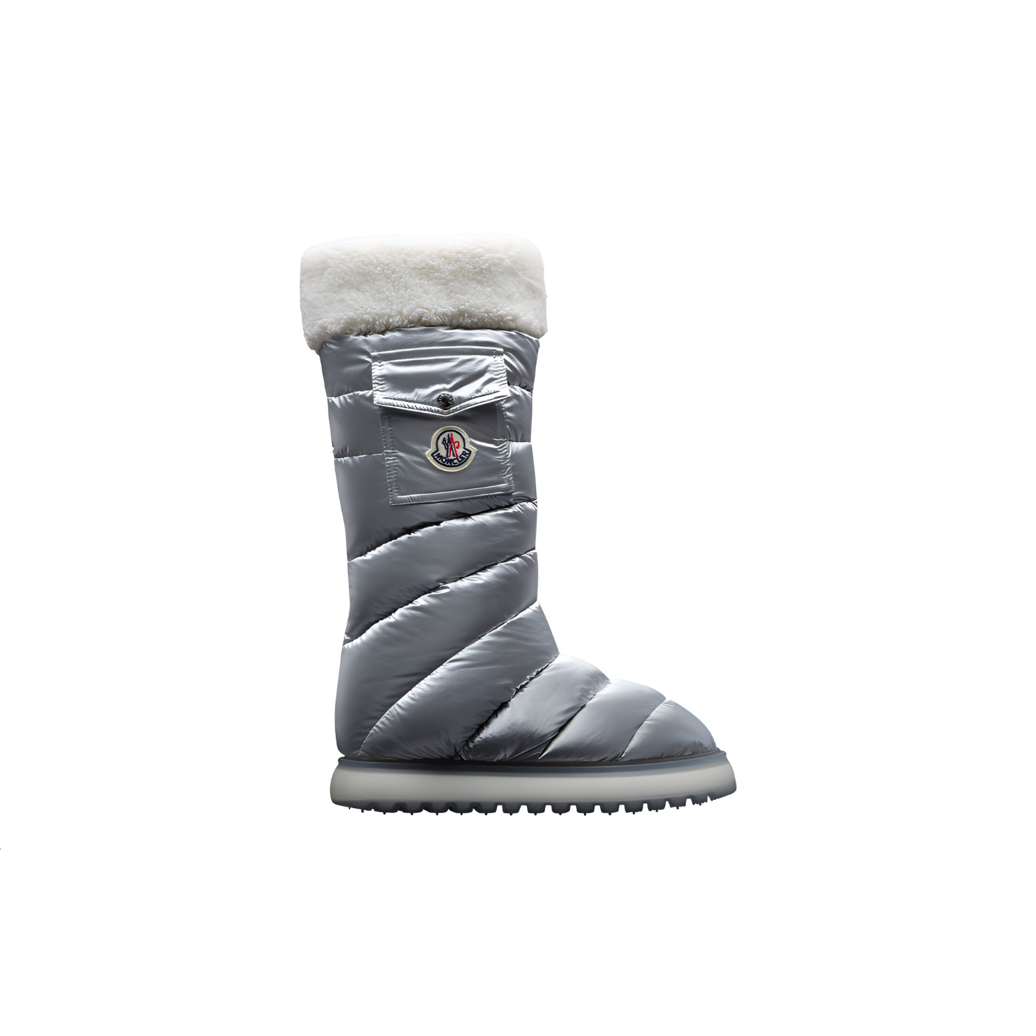 Order Moncler盟可睐 尼龍圓頭套筒時尚 中筒 雪地靴 女款 灰色