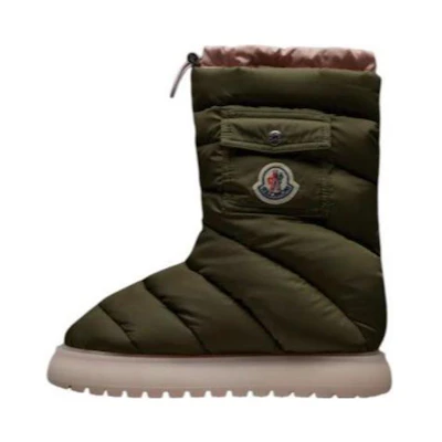 (W) Moncler Nylon Round Toe Mid-Calf Snow Boot 'Olive Green'