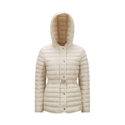 (Women) Moncler Oredon White Belted Long Sleeve Down Jacket. I10931A00037595FE20F